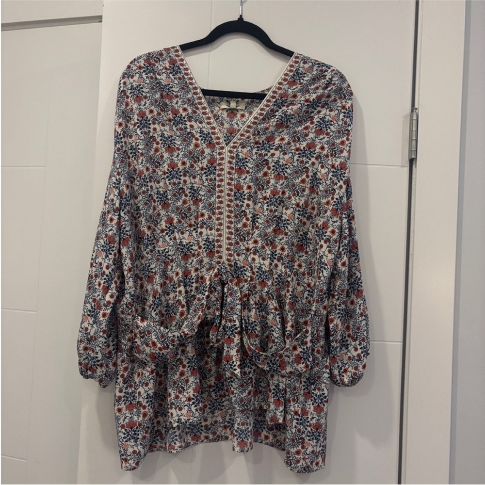 Max Studio Floral V-Neck Blouse